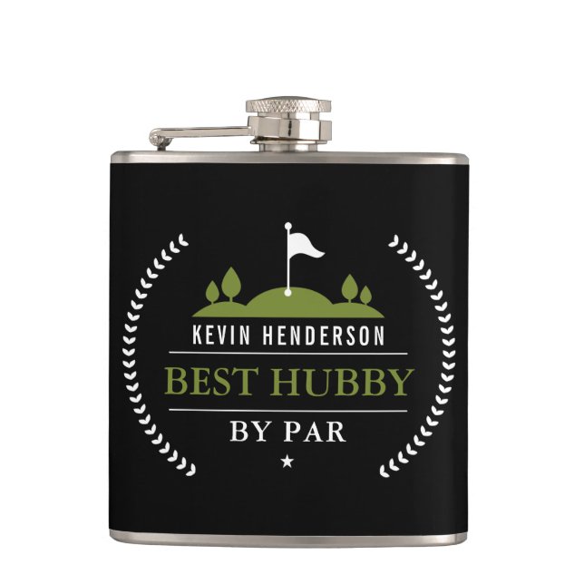 Personalised Best Hubby By Par Hip Flask (Front)