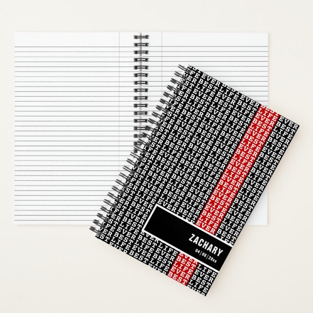 Personalised Best Life Ever Black White Red Stripe Notebook (Inside)