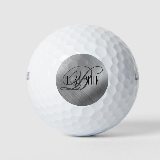 Personalised Best Man Brushed Silver Golf Balls (Front)
