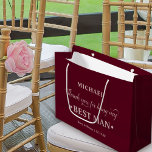 Personalised Best Man Burgundy Thank You Large Gift Bag<br><div class="desc">Personalised BEST MAN gift bag with burgundy and dusty rose colour palette. The name template is set up ready for you to add the best man's name as well as the bride & groom's names and wedding date. The thank you wording reads "Thank you for being my best man" in...</div>