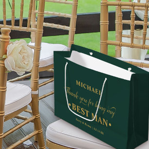 Personalised Best Man Emerald Green Thank You Large Gift Bag