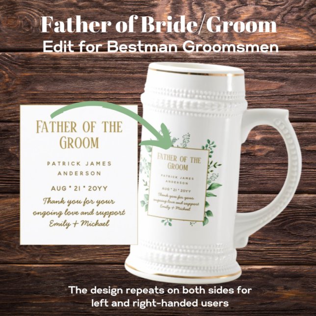 Personalised Best Man Father of Groom Groomsman Beer Stein (Creator Uploaded)