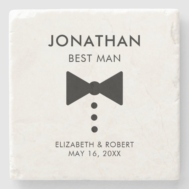 Personalised Best Man Gift Modern Tuxedo Wedding   Stone Coaster (Front)