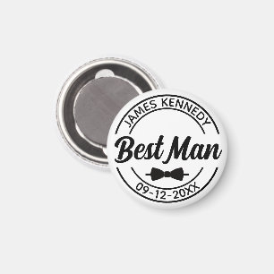 Personalised Best Man with Name and Wedding Date Magnet