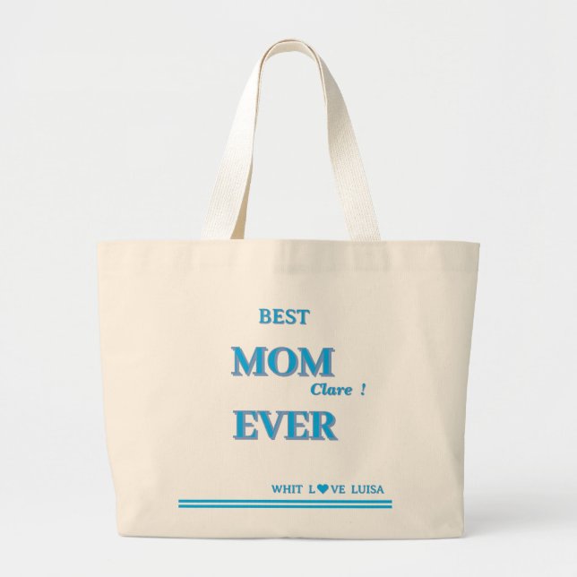 Personalised BEST MOM EVER 4 Script Large Tote Bag (Front)