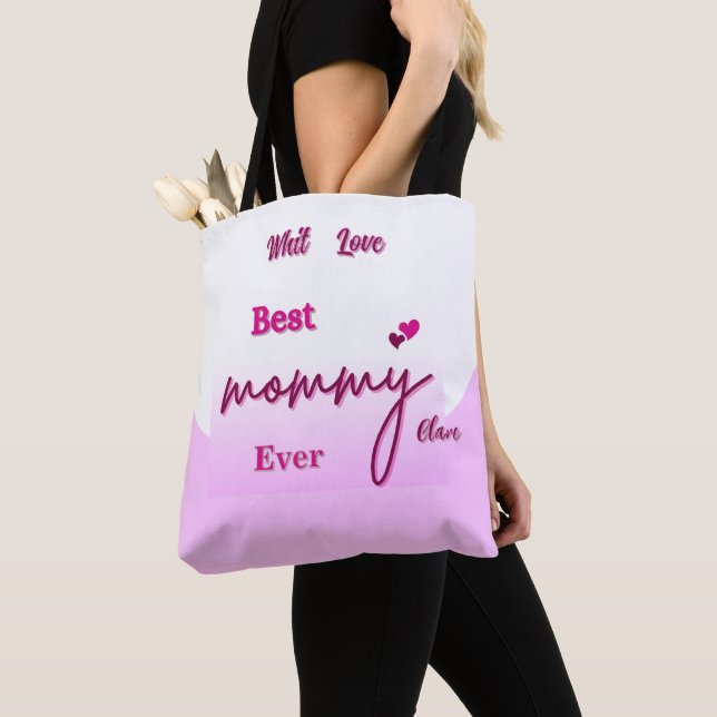 Personalised BEST MOM EVER pink and rose B Tote Bag (Close Up)