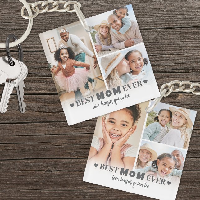 Personalised Best Mum 6 Photo Collage Mother Key Ring (Personalized Best Mom 6 Photo Collage Mother Keychain)