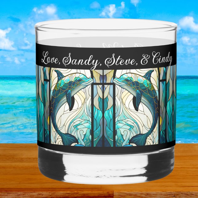 Personalised Best Mum Ever Blue and Teal Dolphin Whiskey Glass (Creator Uploaded)