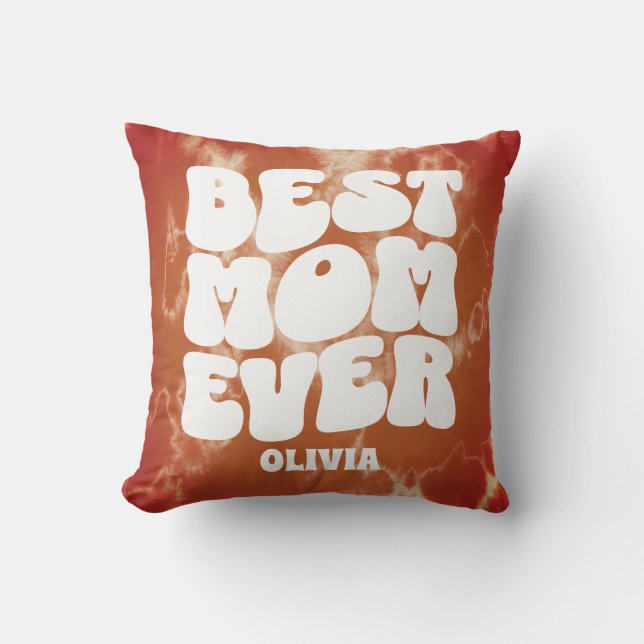 Personalised Best Mum Ever Brown Tie Dye  Cushion (Front)