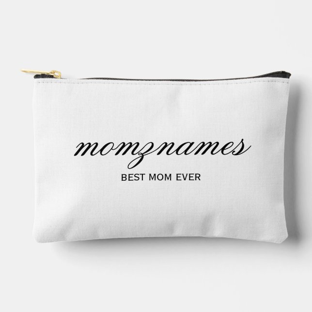 Personalised Best Mum Ever Calligraphy Name Accessory Pouch (Front)