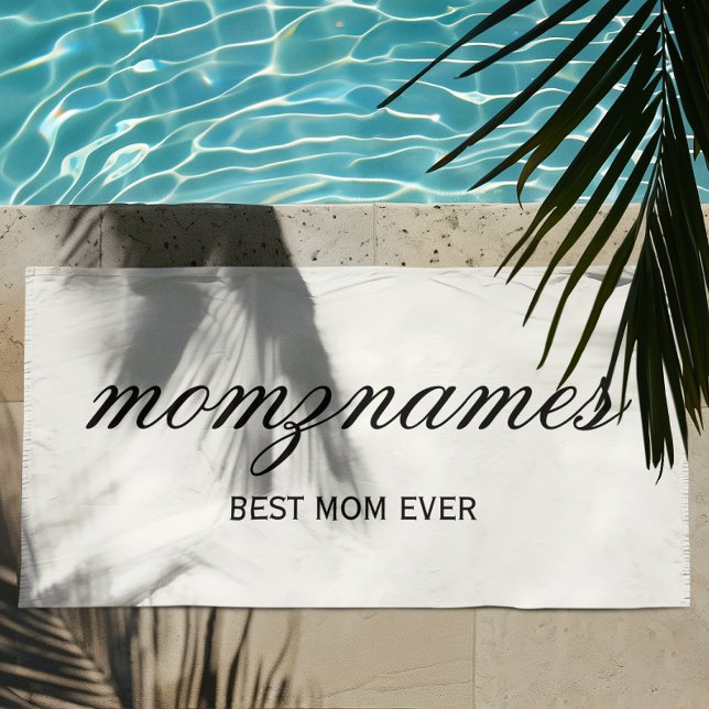 Personalised Best Mum Ever Calligraphy Name Beach Towel (Creator Uploaded)