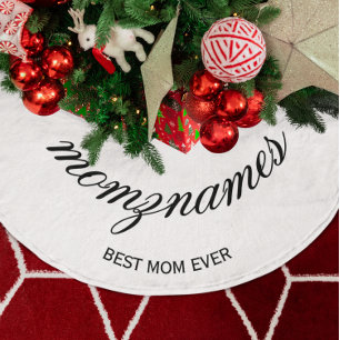 Personalised Best Mum Ever Calligraphy Name Brushed Polyester Tree Skirt