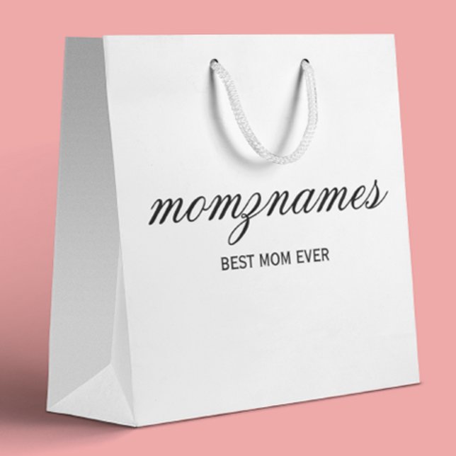 Personalised Best Mum Ever Calligraphy Name Large Gift Bag (Creator Uploaded)