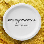Personalised Best Mum Ever Calligraphy Name Paper Plate<br><div class="desc">Celebrate the special moms in your life with our Personalised Best Mum Ever Calligraphy Name design, perfect for Mother's Day, birthdays, or any occasion to show your love. This elegant and customisable gift is ideal for all moms—whether they’re the world's best mum ever, dog mum, cat mum, or bonus mum!...</div>
