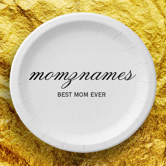 Personalised Best Mum Ever Calligraphy Name Paper Plate