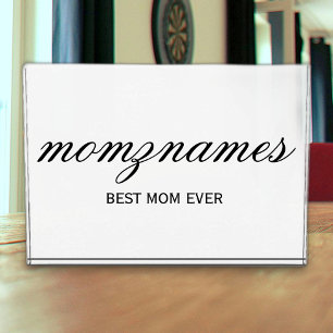 Personalised Best Mum Ever Calligraphy Name Photo Block