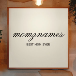 Personalised Best Mum Ever Calligraphy Name Photo Print