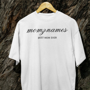 Personalised Best Mum Ever Calligraphy Name Plus Size T-Shirt