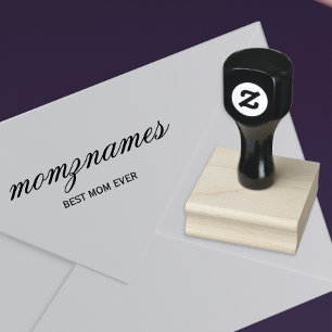 Personalised Best Mum Ever Calligraphy Name Rubber Stamp
