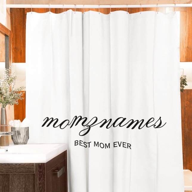 Personalised Best Mum Ever Calligraphy Name Shower Curtain (Creator Uploaded)