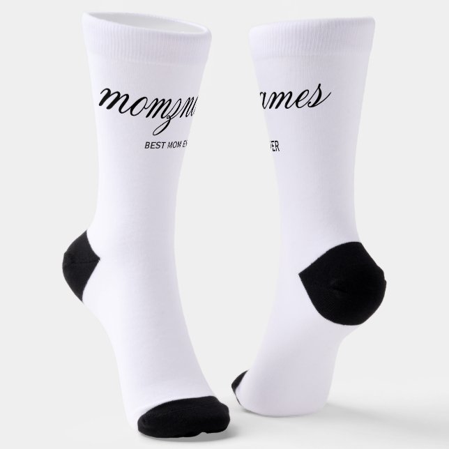 Personalised Best Mum Ever Calligraphy Name Socks (Angled)