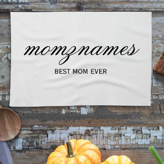 Personalised Best Mum Ever Calligraphy Name Tea Towel