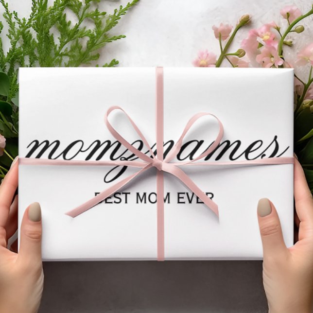 Personalised Best Mum Ever Calligraphy Name Wrapping Paper Sheet (Creator Uploaded)