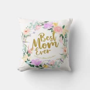 Personalised Best Mum Ever Floral Cushion