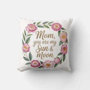 Personalised Best Mum Ever Floral Wreath T-Shirt Cushion