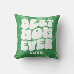 Personalised Best Mum Ever Green Tie Dye Cushion