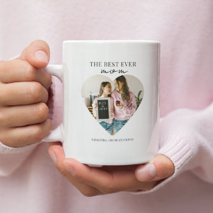 Personalised Best Mum Ever Heart Photo Coffee Mug