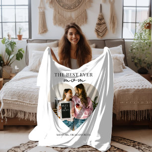 Personalised Best Mum Ever Heart Photo Sherpa Blanket