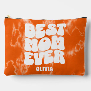 Personalised Best Mum Ever Orange Tie Dye Accessory Pouch