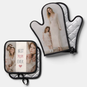 Personalised Best Mum Ever Oven Mitt & Pot Holder Set