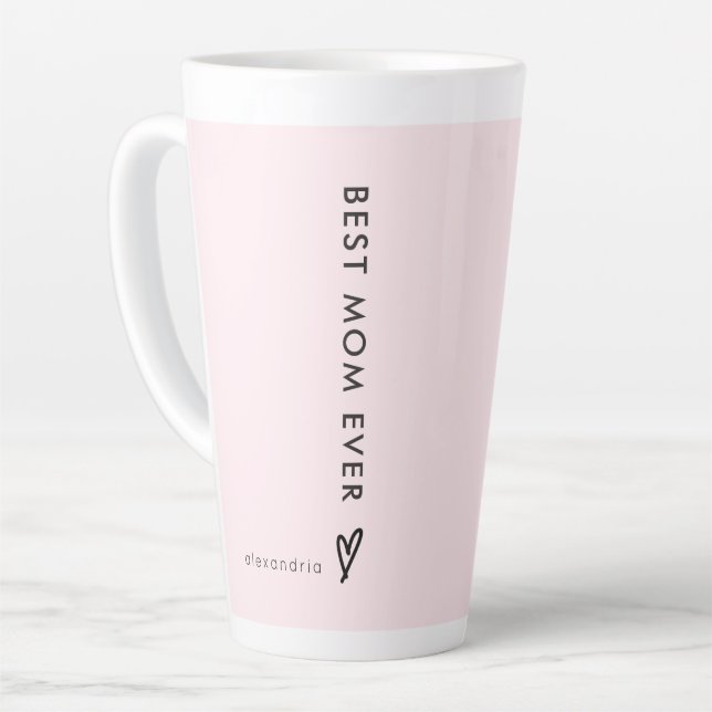 Personalised Best Mum Ever Photo Mug in Pink (Left Angle)