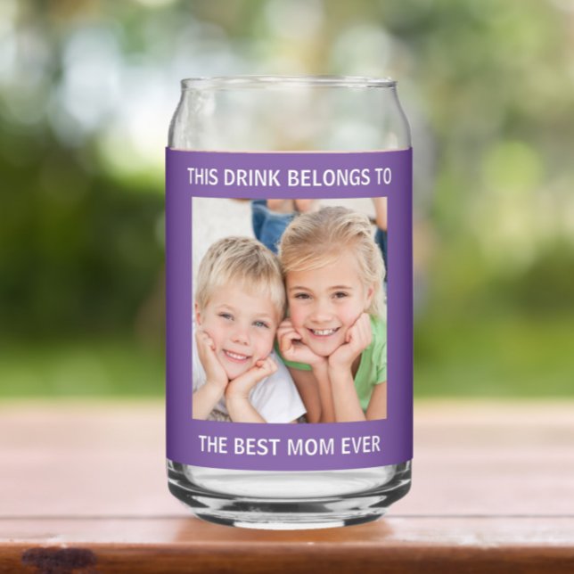  Personalised Best Mum Ever Photo Purple Can Glass (Creator Uploaded)
