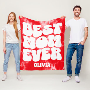 Personalised Best Mum Ever Red Tie Dye Fleece Blanket