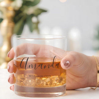 Personalised Best Mum Ever Script Monogram Stemles Whiskey Glass