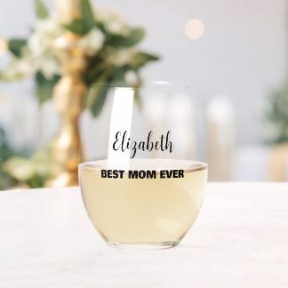 Personalised "Best Mum Ever" Stemless Wine Glass