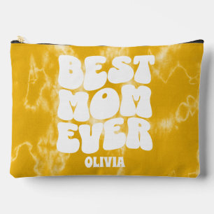 Personalised Best Mum Ever Yellow Tie Dye Accessory Pouch