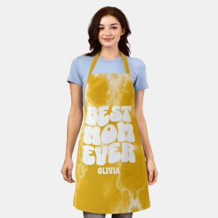 Personalised Best Mum Ever Yellow Tie Dye Apron