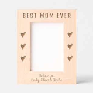 Personalised Best Mum Hearts Keepsake Etched Frames