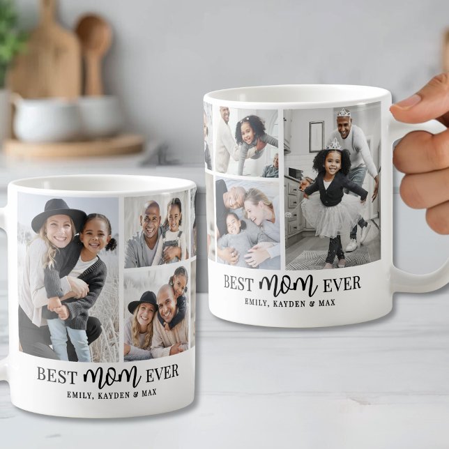 Personalised Best Mum Photo Collage Coffee Mug (Personalized Best Mom Photo Collage Coffee Mug)