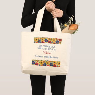 Personalised Best Mum Two-Sided Floral Tote Bag