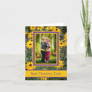 Personalised Best Mummy Ever Yellow Flowers Photo Card