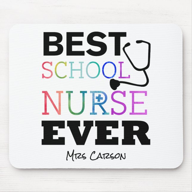 Personalised Best School Nurse Ever Colourful Desk Mouse Pad (Front)