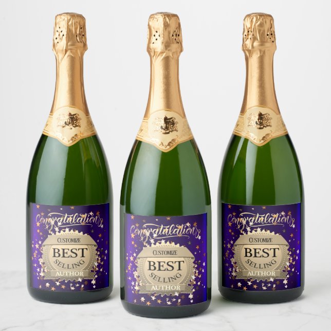 Personalised Best Selling Author Purple Sparkling Wine Label (Bottles)