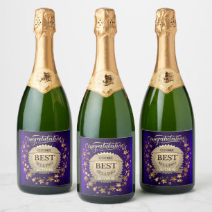 Personalised Best Selling Author Purple Sparkling Wine Label