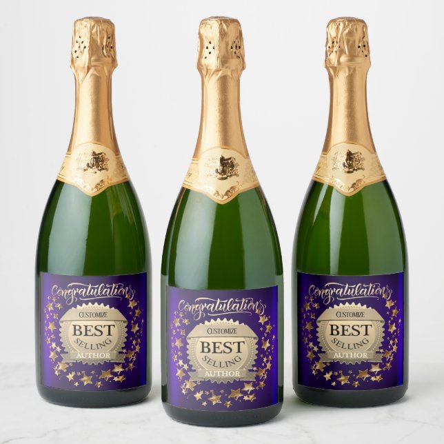 Personalised Best Selling Author Purple Sparkling Wine Label (Bottles)
