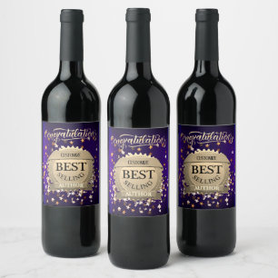 Personalised Best Selling Author Purple Wine Label